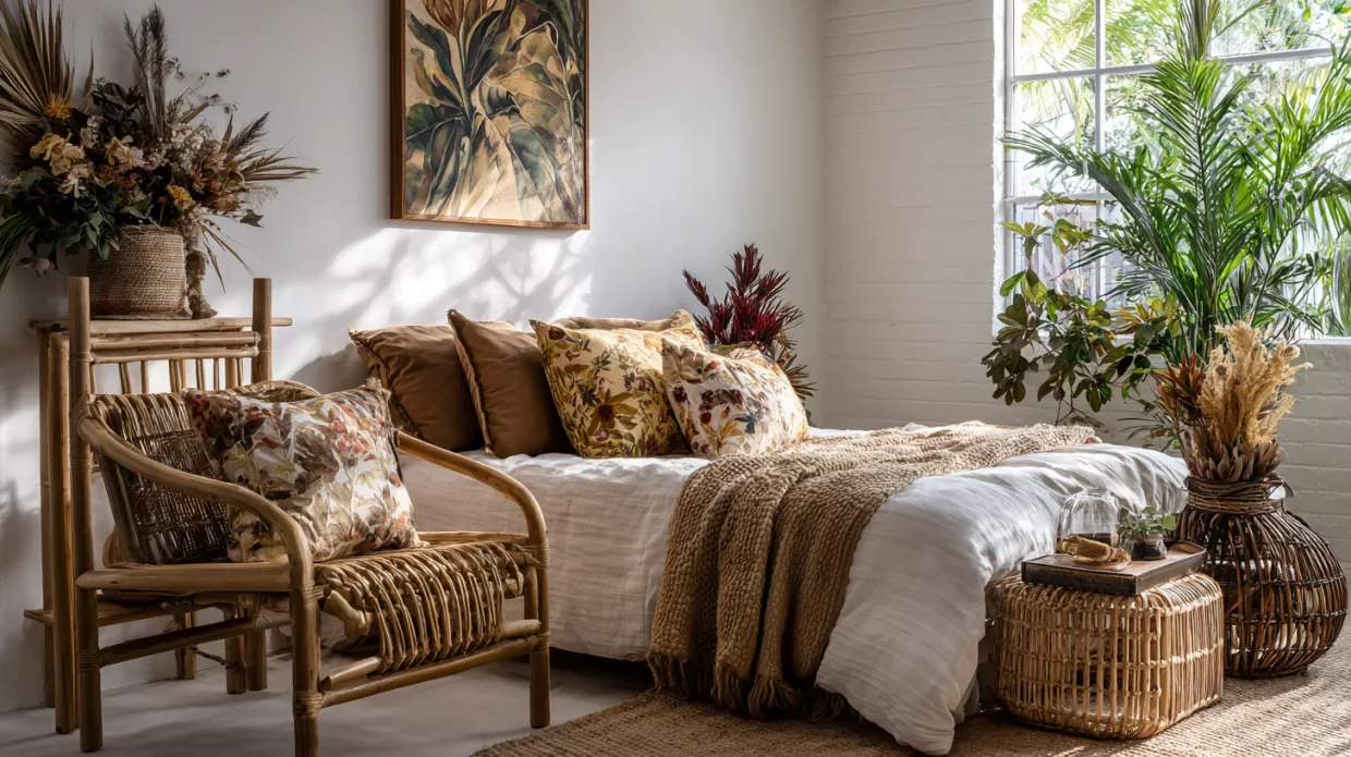 natural elements for guest room interior with organic textures