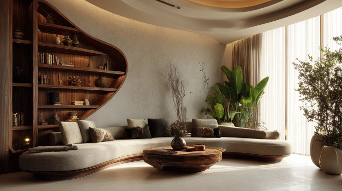 Biomorphic furniture in living room