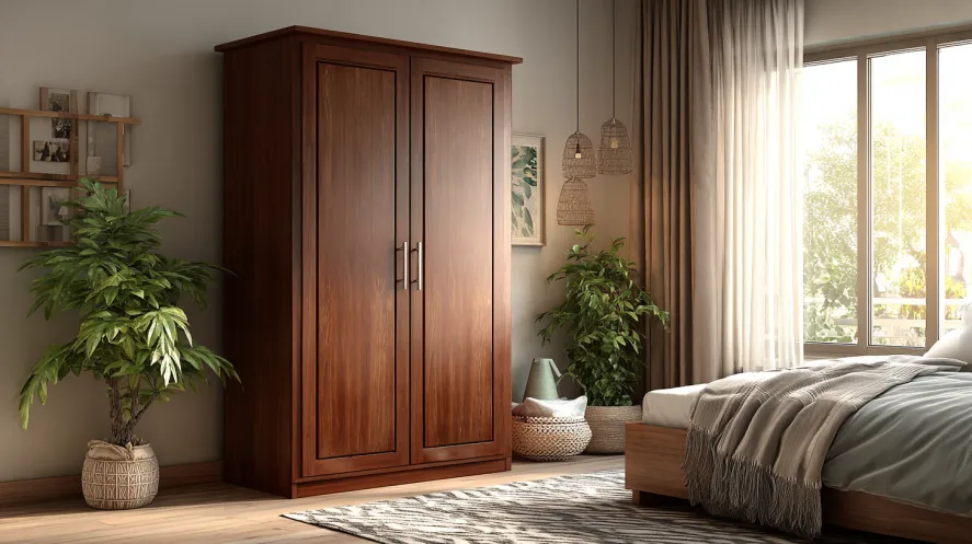 peking 2 door walnut wardrobe