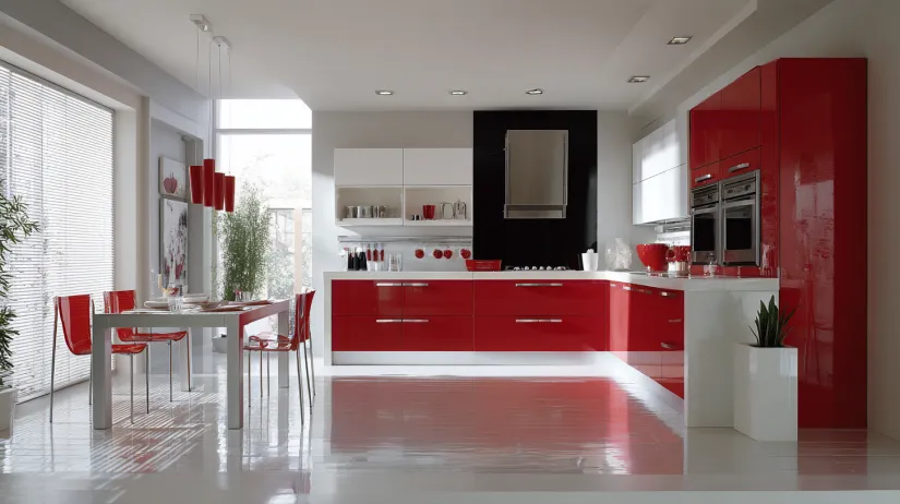 red in black and white