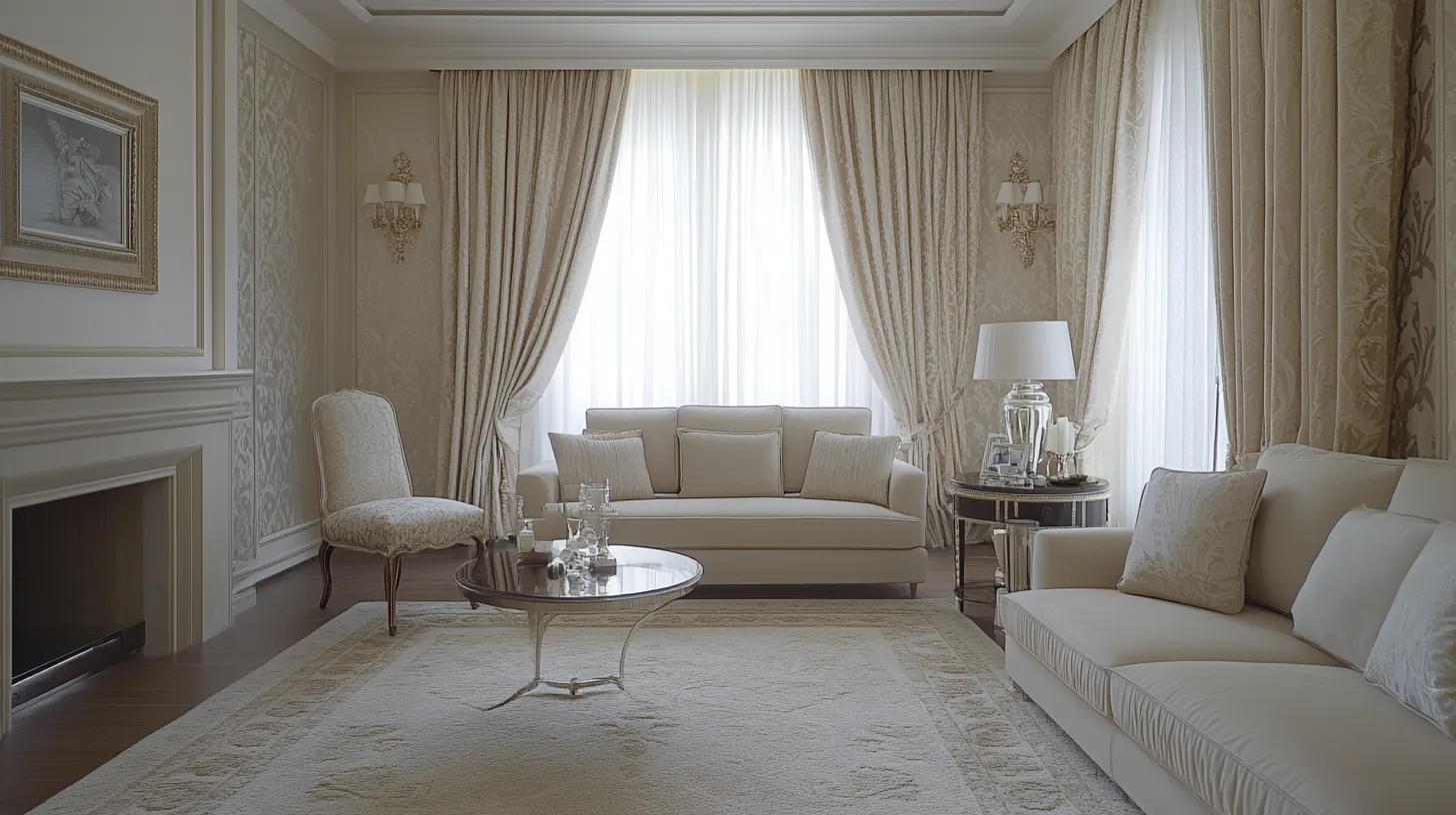 simple damask drawing room wallpaper design