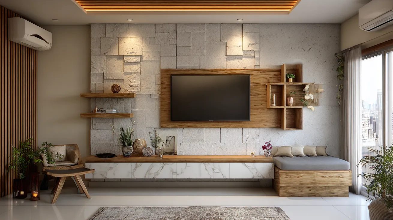 textured tv wall unit design