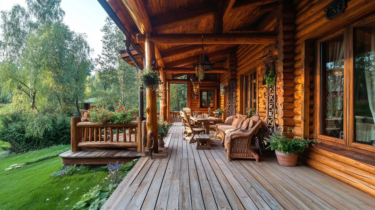 wooden home front balcony design