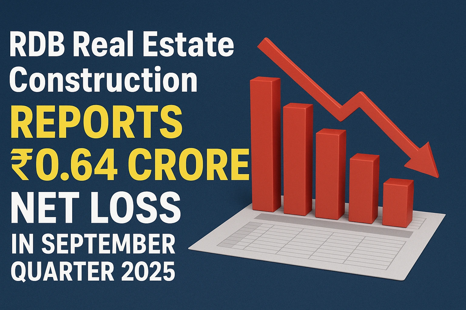 RDB Real Estate Construction reported a ₹0.64 crore net loss in the September 2025 quarter, reflecting cost pressures and slow project momentum.