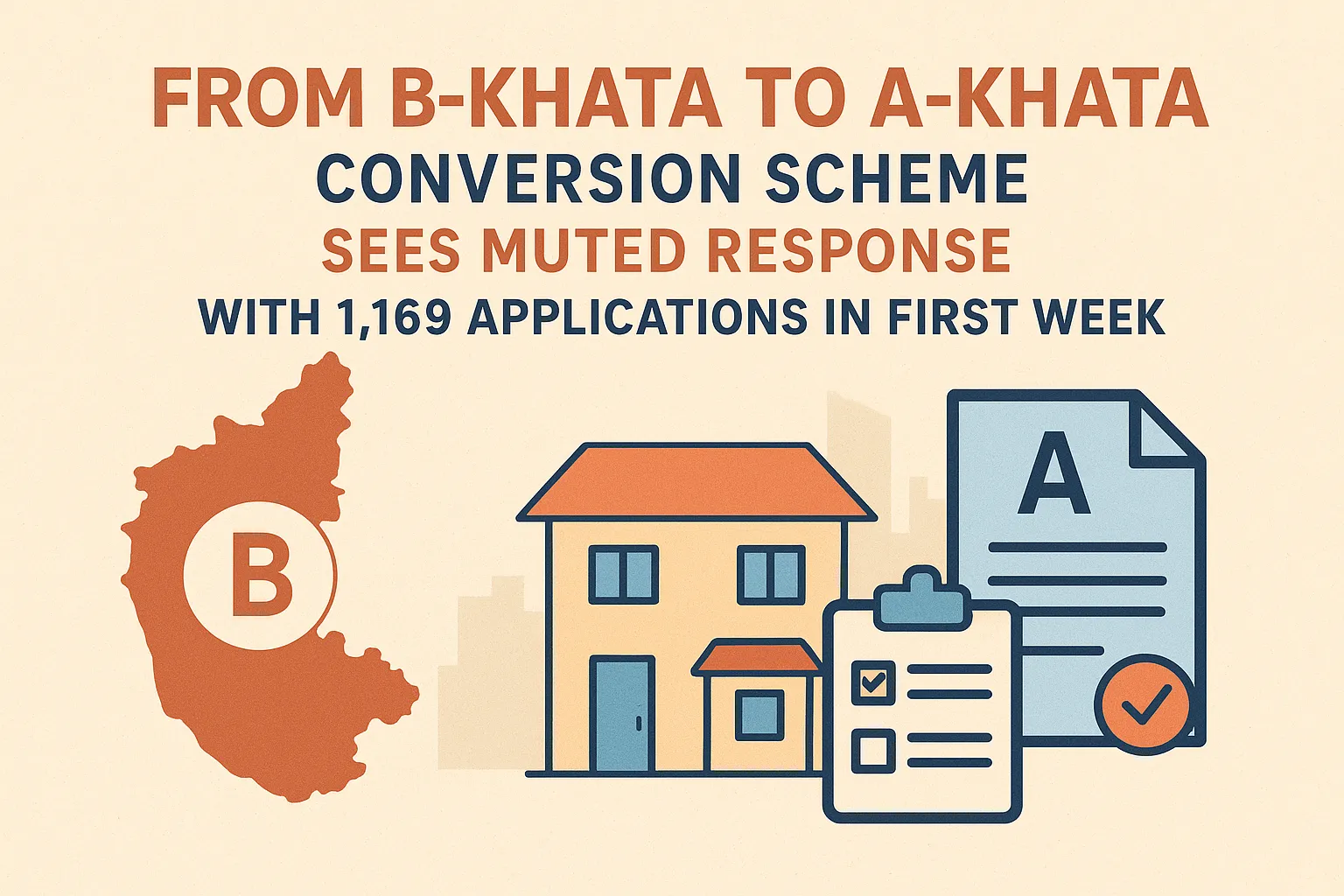 Karnataka’s new B-Khata to A-Khata conversion scheme received only 1,169 applications in its first week, reflecting confusion and high costs among property owners.