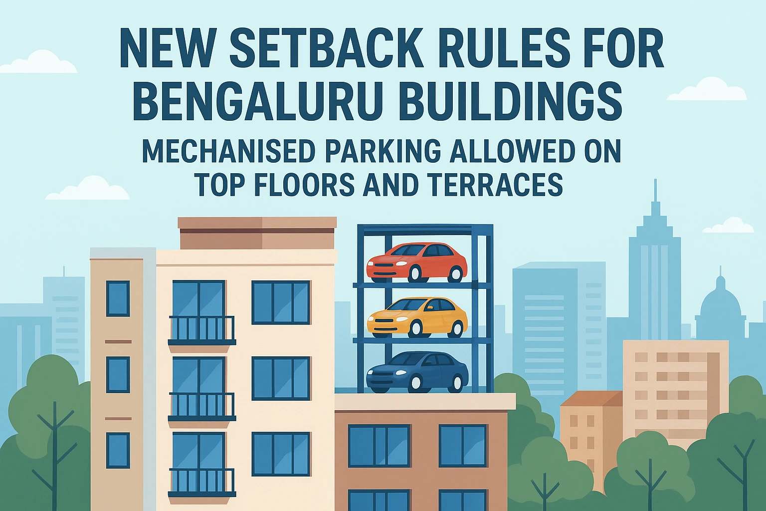 Bengaluru’s revised building rules propose mechanised parking on terraces and updated setback norms for small plots under RMP-2015.