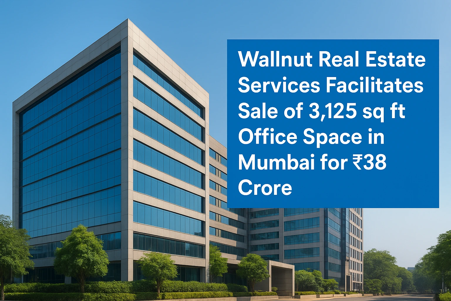 Wallnut Real Estate Services facilitated the sale of a prime 3,125 sq ft office space in Mumbai for ₹38 crore.