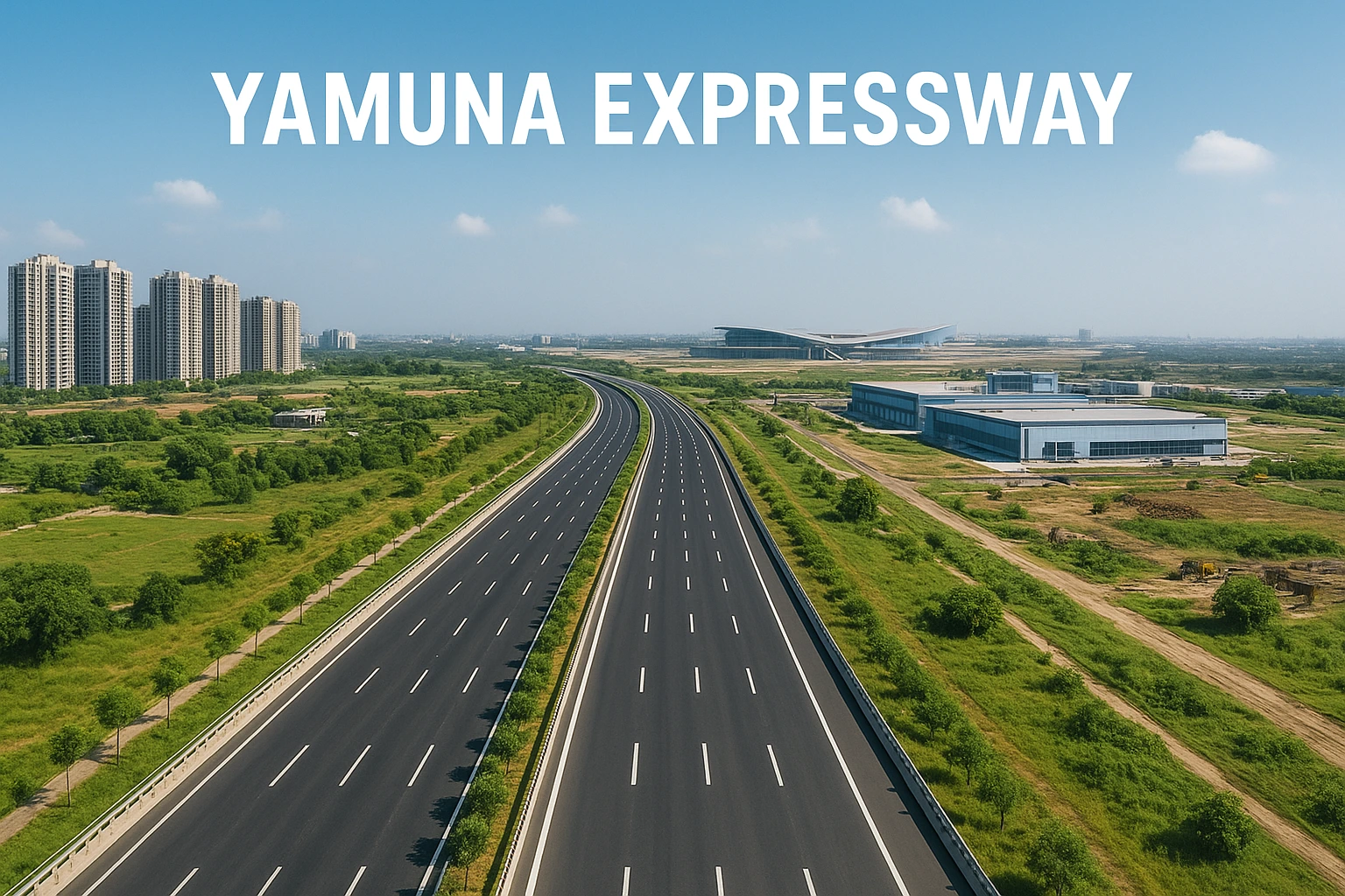 Yamuna Expressway near Noida with developing industrial and residential zones