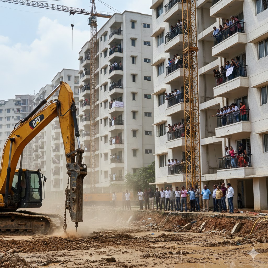 Residents of a gated community along Gottigere Lake Road in south Bengaluru allege prolonged construction activity has violated noise norms and disrupted daily life.