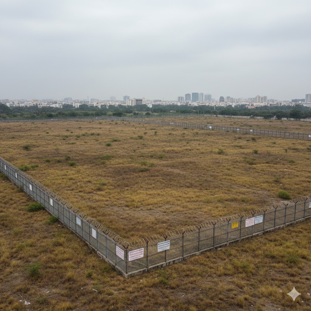 The Supreme Court has ordered a complete halt on development and transactions on a 100-acre disputed land parcel in Shamshabad, pending a final verdict by the Telangana High Court.