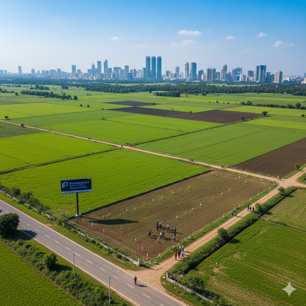 Puravankara executives inspect the newly acquired 53.5-acre land parcel in Anekal Taluk, Bengaluru, set to drive a ₹4,800-crore residential development.