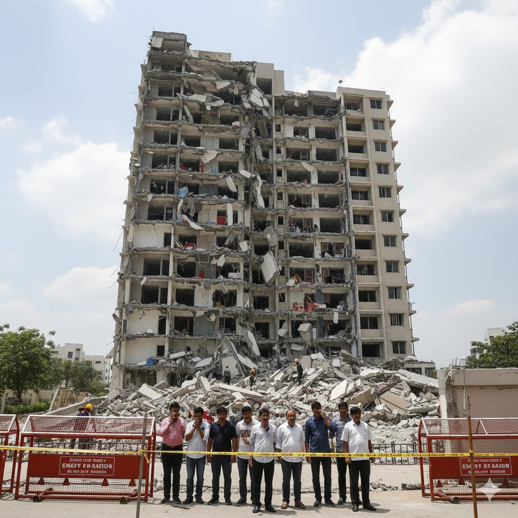 The damaged Chintels Paradiso tower in Gurugram after its partial collapse in 2022.