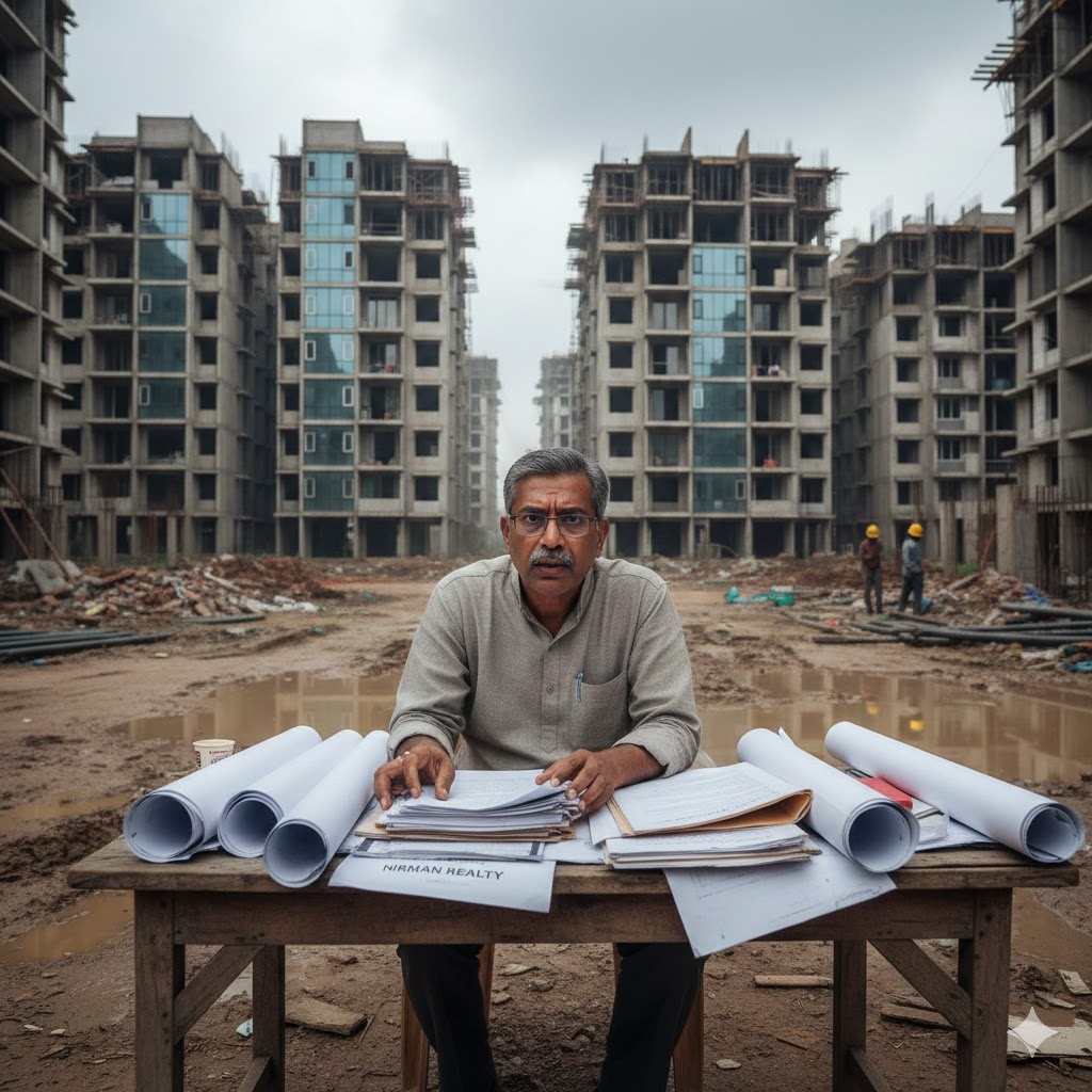 A Bengaluru homebuyer reviews documents after Karnataka RERA’s order to refund dues with interest in a double-sale dispute.