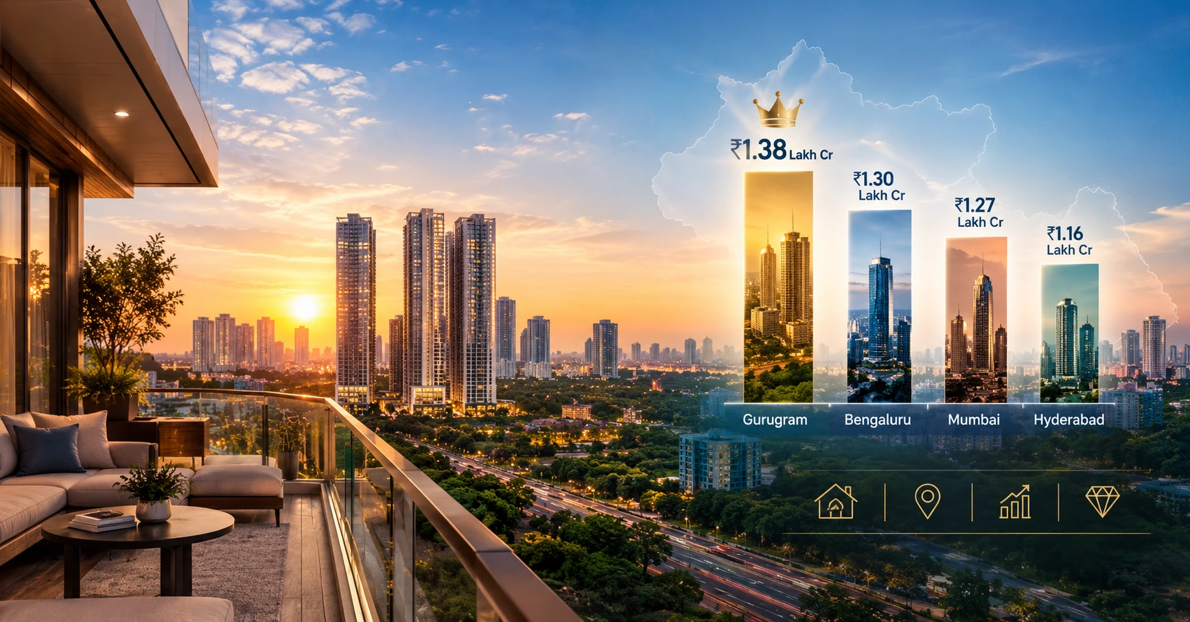 Gurugram Beats Bengaluru in Luxury Housing Launch Value at ₹1.38 Lakh Crore
