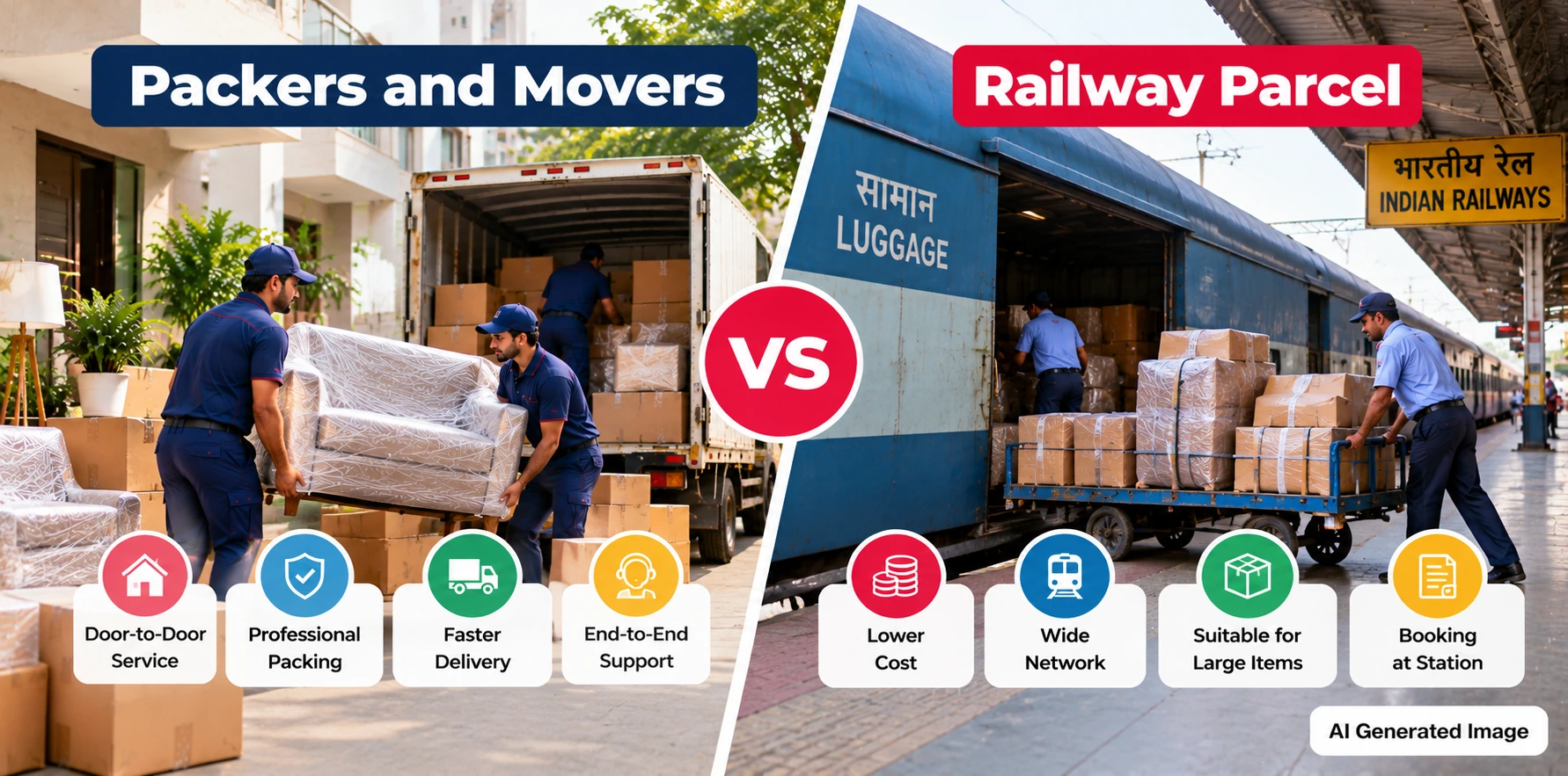 Packers Movers Vs Railway Parcel