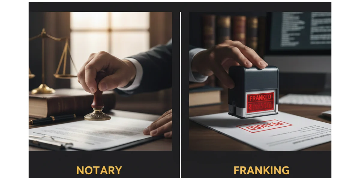 Difference Between Notary and Franking: Meaning, Purpose, Cost and Process in 2026