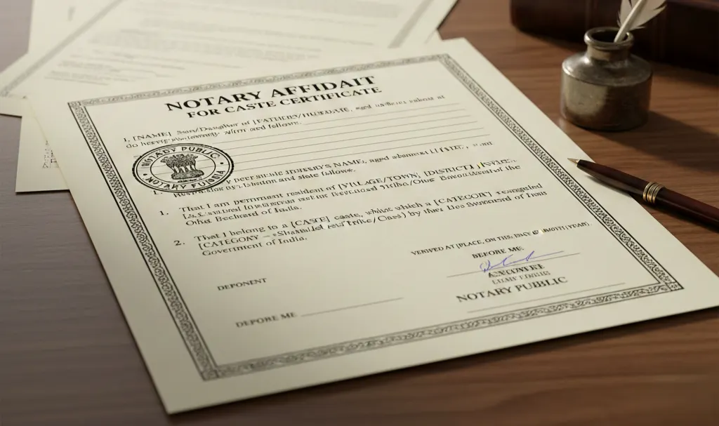 Notary Affidavit For Caste Certificate: Format, Purpose &amp; Process in India 2026